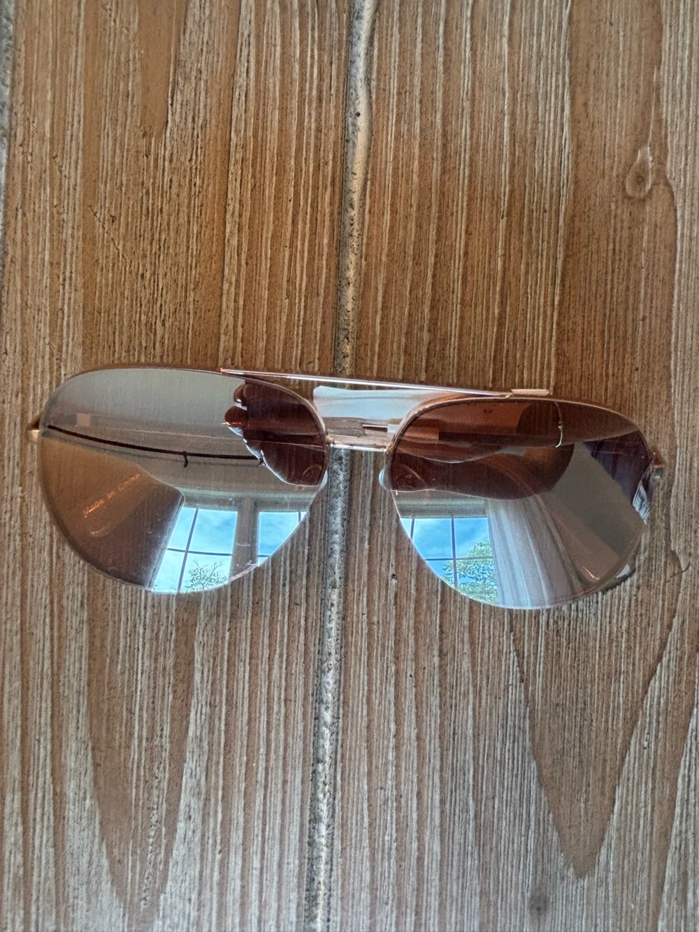 A New Day Rose Gold Mirrored Aviator Sunglasses NWT
